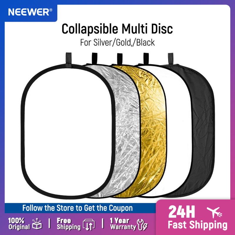 Reflector Disc Silver - Reflektory fotograficzne NEEWER, przenośne, składane 5