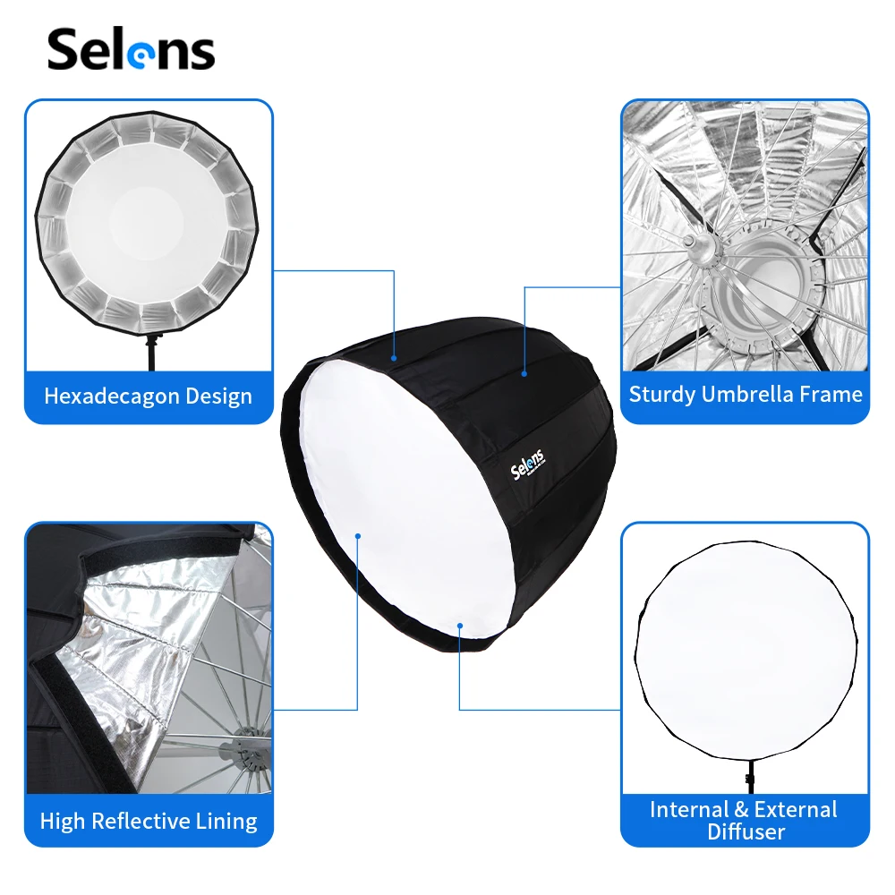 Softbox składany Selens 70/90/ – Parabolic Umbrella Deep recenzja i cena
