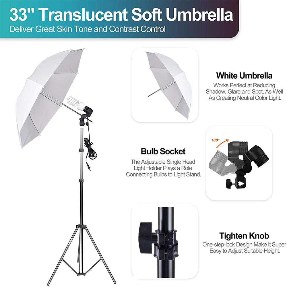 Ekonomiczny zestaw sprzętu do  – Photography Umbrella Lighting Kit recenzja i cena